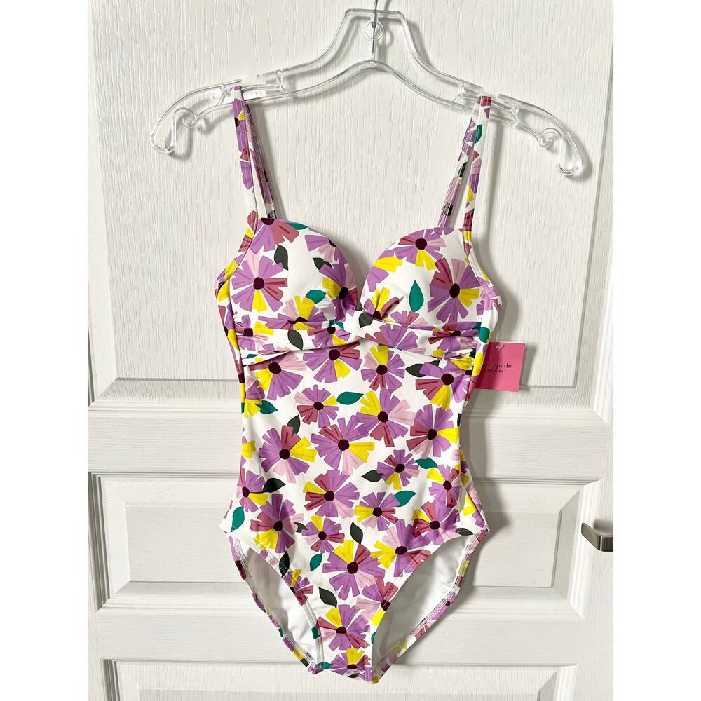 Kate Spade Floral One Piece Swimsuit Wallflower White XS New - Picture 9 of 13